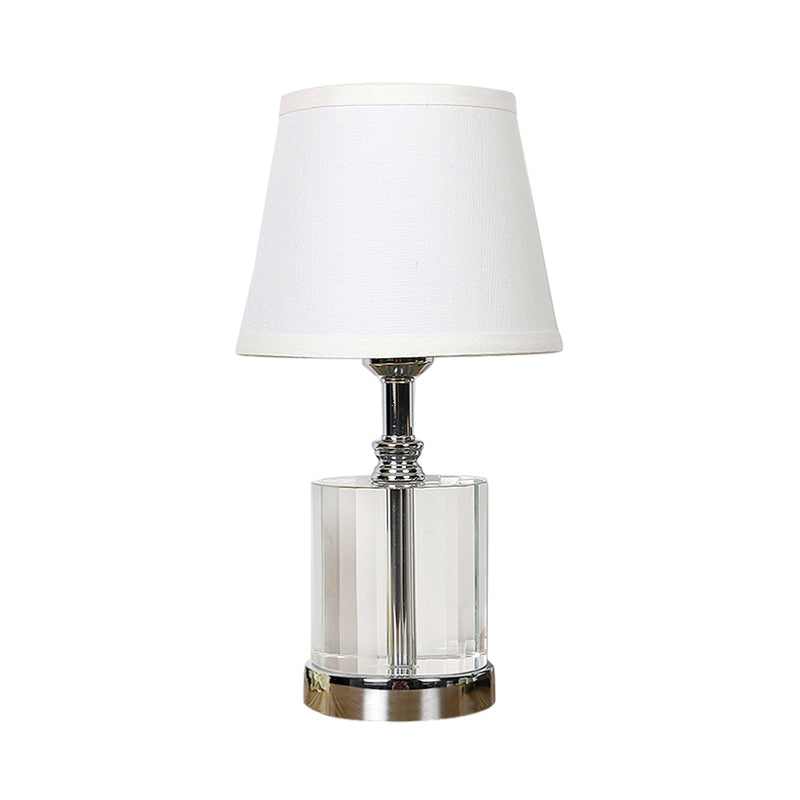 Lampada da tavolo da notte in barna bianca Tessuto semplice 1 comodino camera da letto leggero con base di cristallo