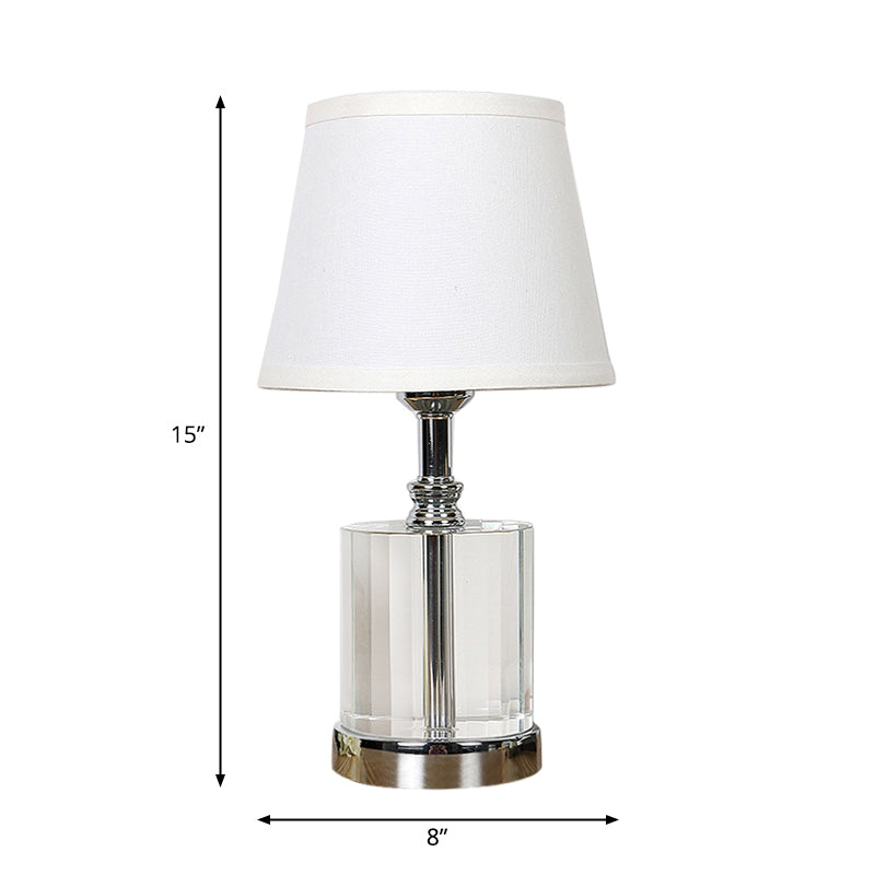 Lampada da tavolo da notte in barna bianca Tessuto semplice 1 comodino camera da letto leggero con base di cristallo