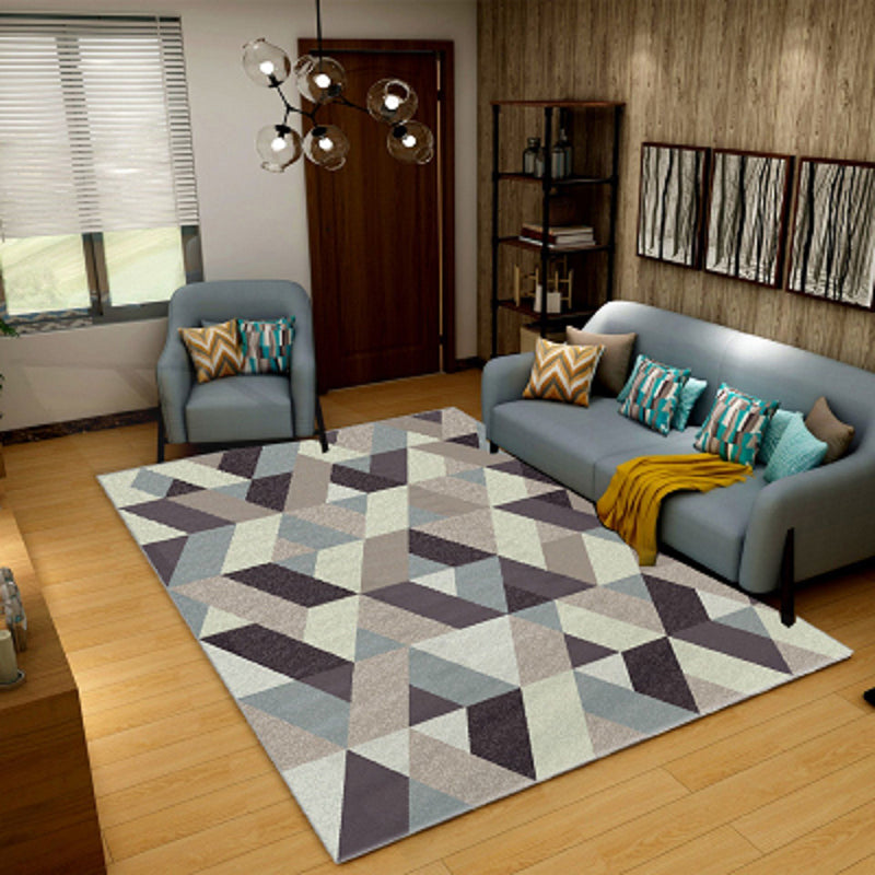 Minimalist Area Rug Geometry Pattern Carpet Polyester Stain Resistant Rug for Living Room