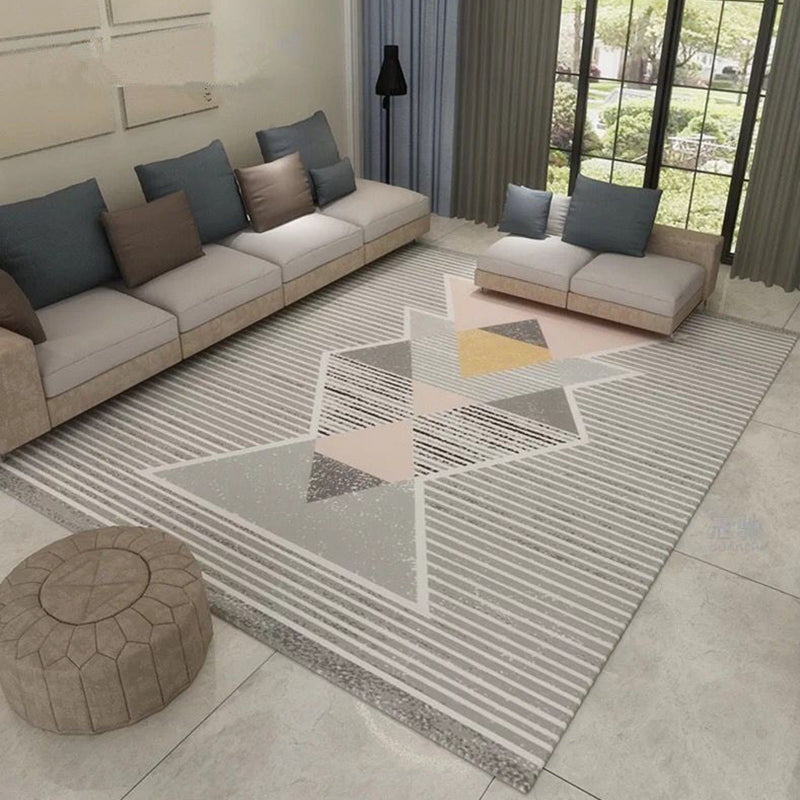 Minimalist Area Rug Geometry Pattern Carpet Polyester Stain Resistant Rug for Living Room