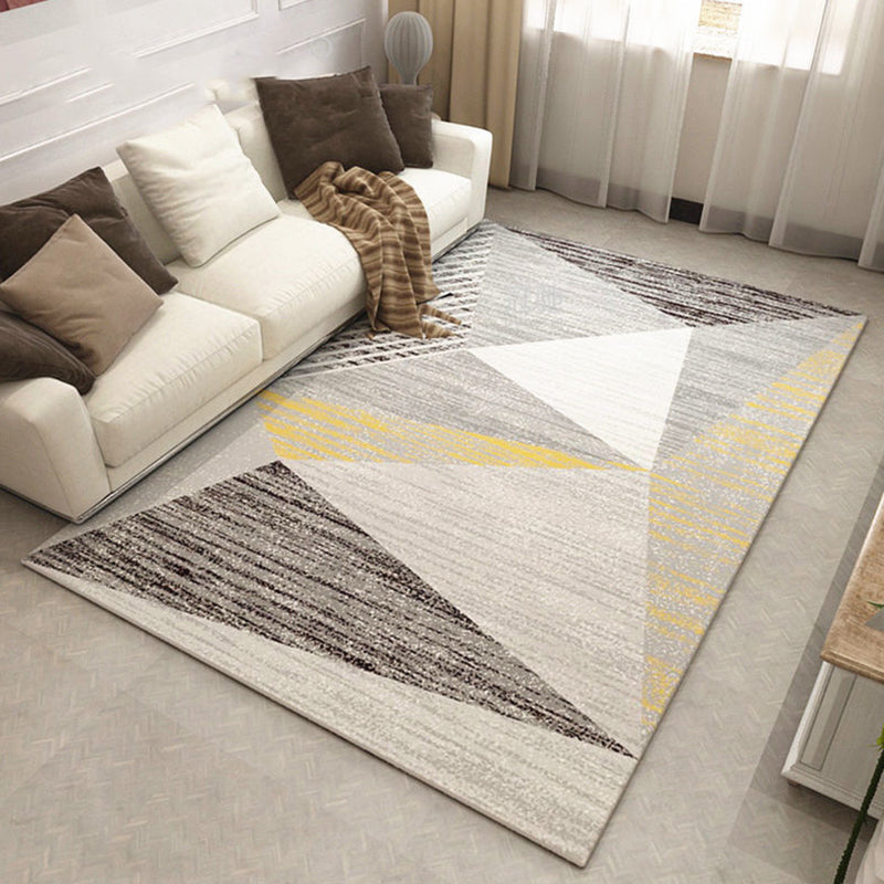 Minimalist Area Rug Geometry Pattern Carpet Polyester Stain Resistant Rug for Living Room
