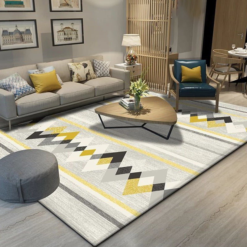 Minimalist Area Rug Geometry Pattern Carpet Polyester Stain Resistant Rug for Living Room