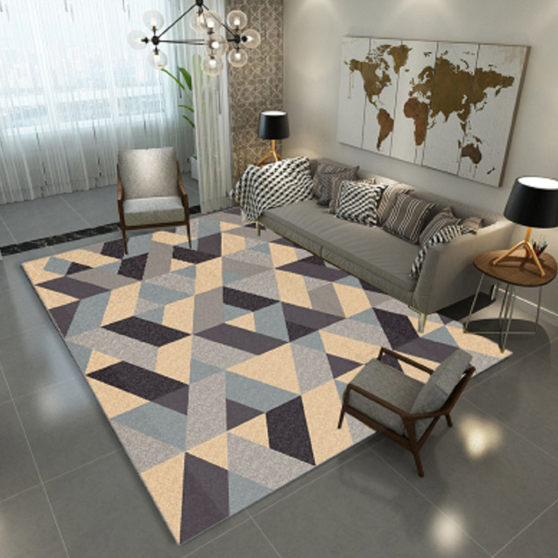Minimalist Area Rug Geometry Pattern Carpet Polyester Stain Resistant Rug for Living Room