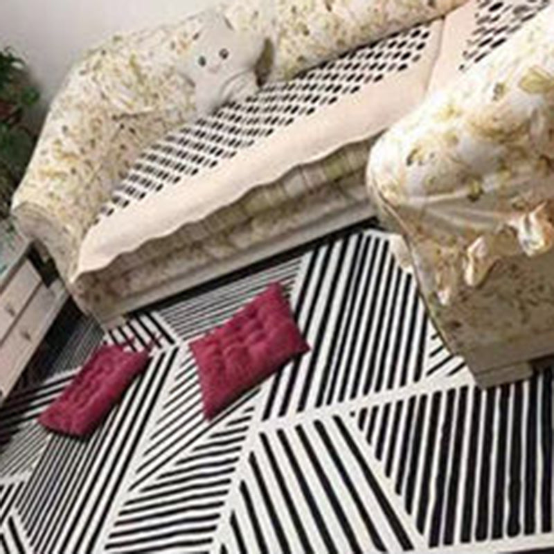 Minimalist Area Rug Geometry Pattern Carpet Polyester Stain Resistant Rug for Living Room
