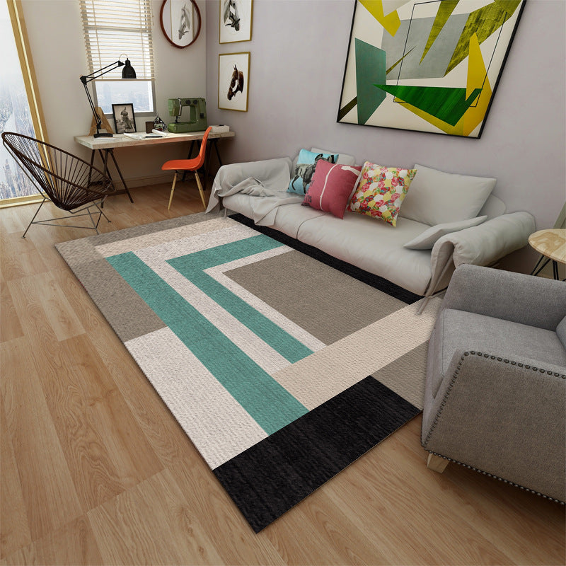 Simplicity Area Rug Geometric Pattern Carpet Polyester Anti-Slip Carpet for Home Decor