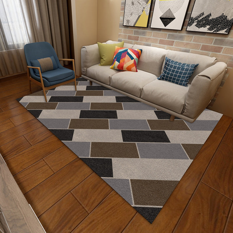 Simplicity Area Rug Geometric Pattern Carpet Polyester Anti-Slip Carpet for Home Decor