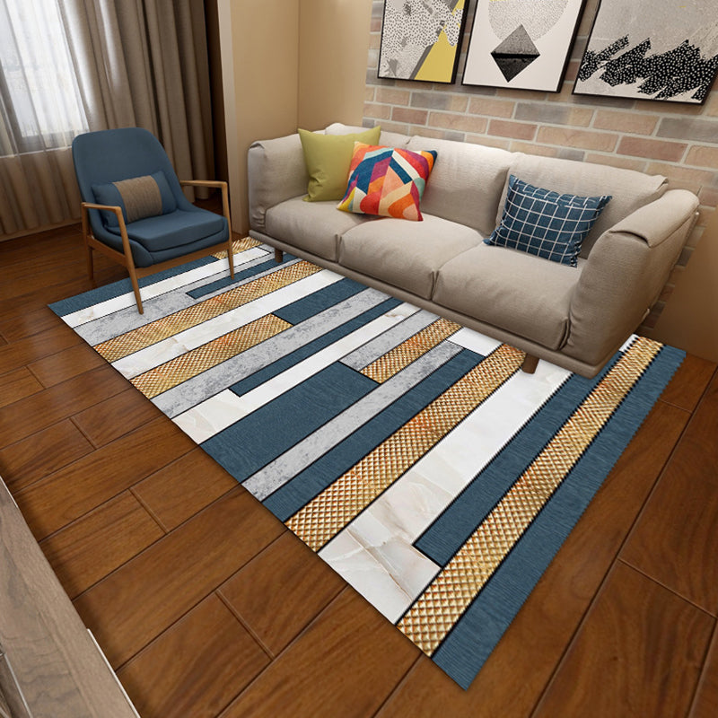 Simplicity Area Rug Geometric Pattern Carpet Polyester Anti-Slip Carpet for Home Decor