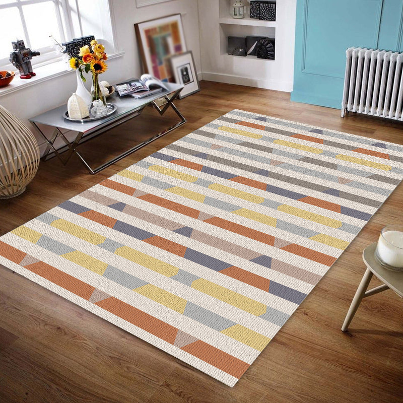 Simplicity Area Rug Geometric Pattern Carpet Polyester Anti-Slip Carpet for Home Decor