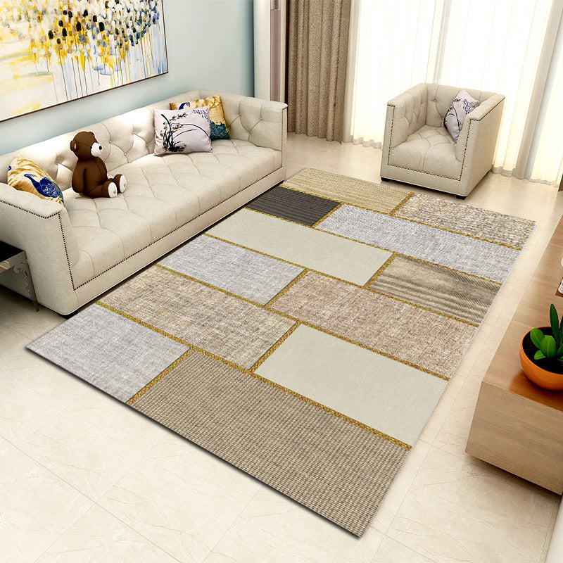 Simplicity Area Rug Geometric Pattern Carpet Polyester Anti-Slip Carpet for Home Decor