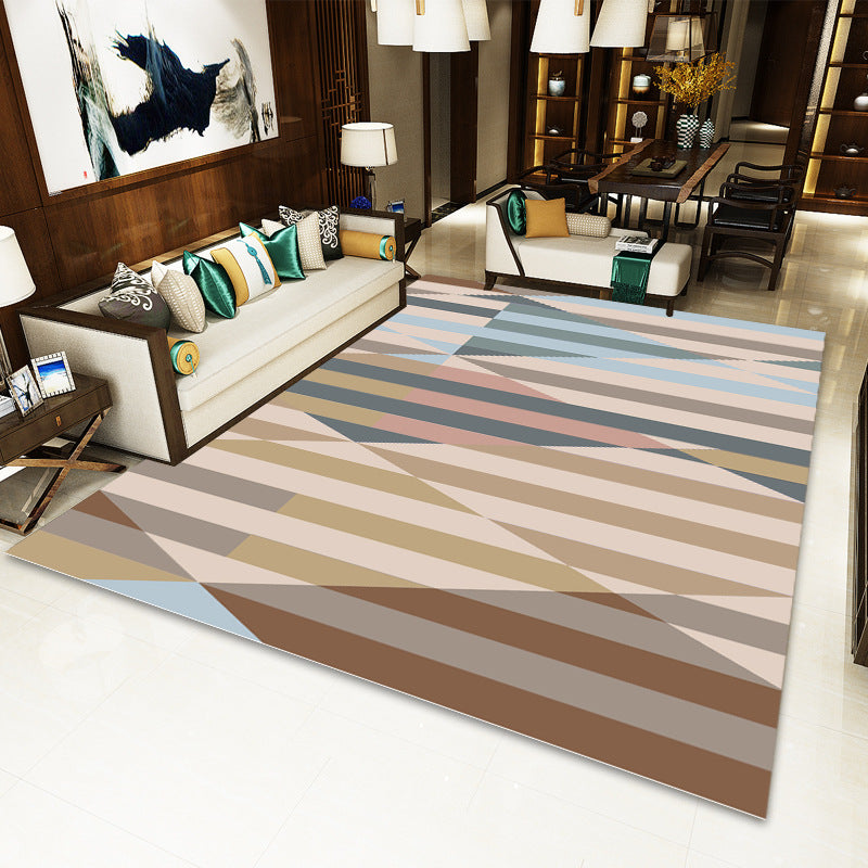 Simplicity Area Rug Geometric Pattern Carpet Polyester Anti-Slip Carpet for Home Decor