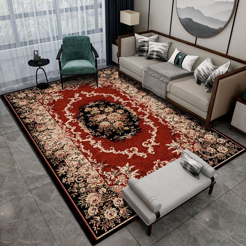 Traditioneller Stammespatten Teppich rot Polyester Gebiet Teppich nicht rutscher Backing Teppich für Wohnkultur