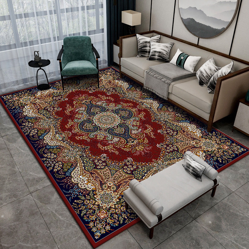 Traditioneller Stammespatten Teppich rot Polyester Gebiet Teppich nicht rutscher Backing Teppich für Wohnkultur