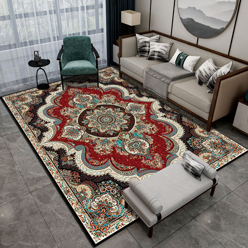 Traditioneller Stammespatten Teppich rot Polyester Gebiet Teppich nicht rutscher Backing Teppich für Wohnkultur