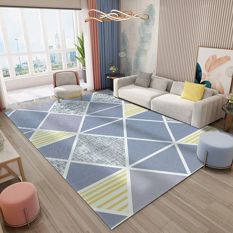 Gray Simple Indoor Carpet Polyester Geometric Rug Anti-Split Backing Area Rug for Home Decoration