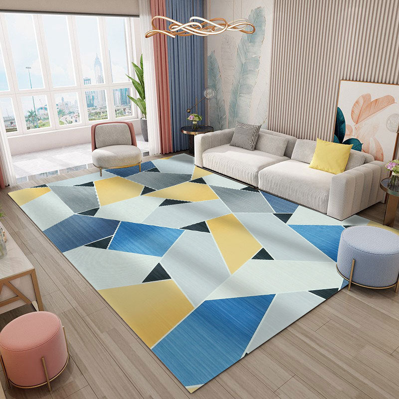 Gray Simple Indoor Carpet Polyester Geometric Rug Anti-Split Backing Area Rug for Home Decoration