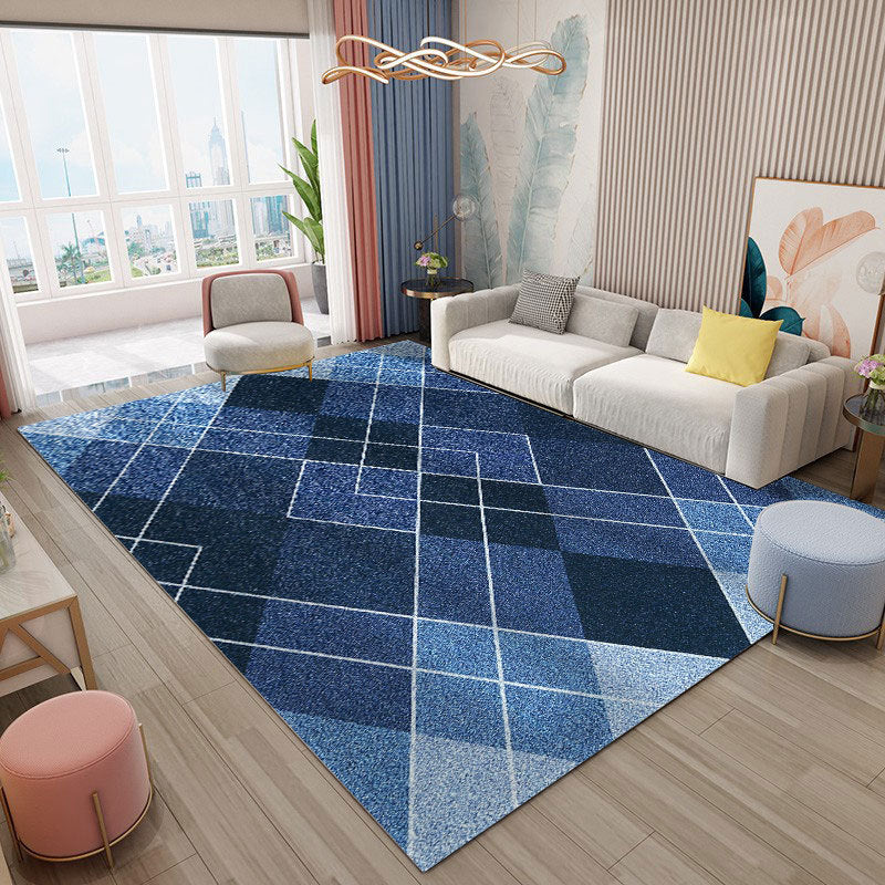 Gray Simple Indoor Carpet Polyester Geometric Rug Anti-Split Backing Area Rug for Home Decoration