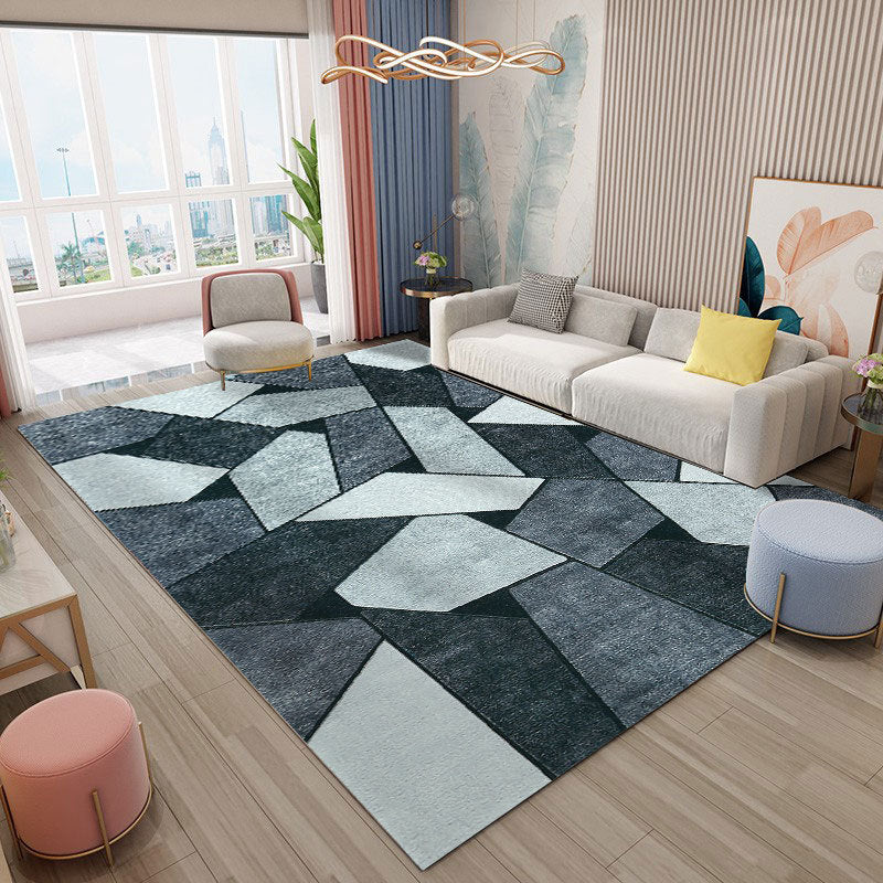 Gray Simple Indoor Carpet Polyester Geometric Rug Anti-Split Backing Area Rug for Home Decoration