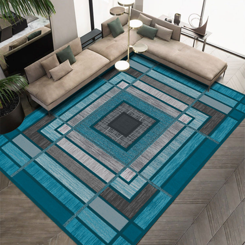 Modern Rug Geometric Design Carpet Polyester Non-Slip Backing Indoor Rug for Living Room