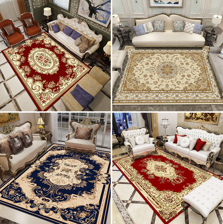 Red Tribal Muster Teppich Shabby Chic Polyester Region Teppich Nicht-Schlupf-Backing Teppich für Wohnzimmer