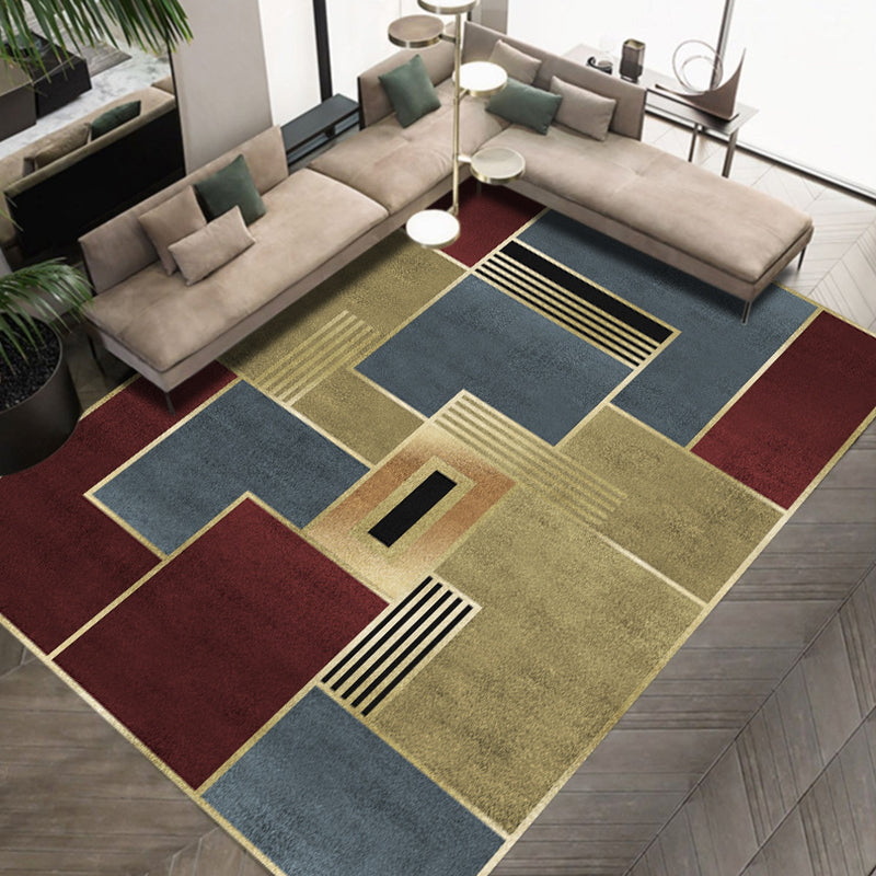 Modern Area Rug Graphic Pattern Carpet Polyester Non-Slip Backing Indoor Carpet for Living Room