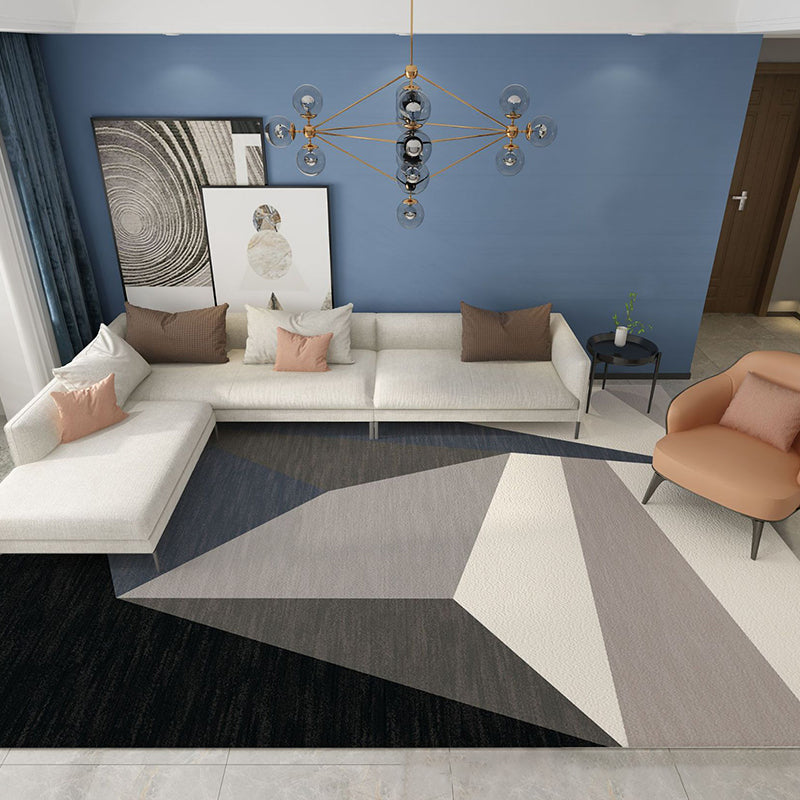 Bold Geometric Indoor Rug Modern Carpet Polyester Stain Resistant Area Carpet for Living Room