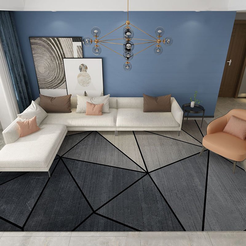 Bold Geometric Indoor Rug Modern Carpet Polyester Stain Resistant Area Carpet for Living Room