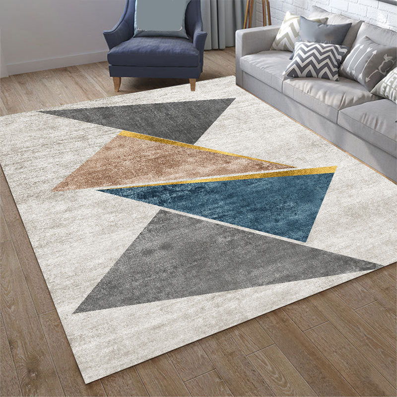 Contemporary Geometry Print Rug Polyester Indoor Carpet Stain Resistant Area Rug for Home Decoration