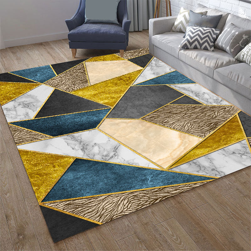 Contemporary Geometry Print Rug Polyester Indoor Carpet Stain Resistant Area Rug for Home Decoration