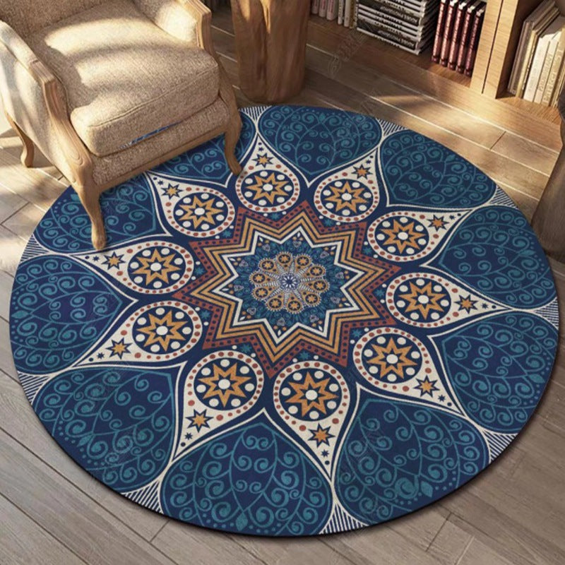 Colorido área de patrón tribal alfombra azul alfombra tradicional poliéster alfombra anti-slip para sala de estar