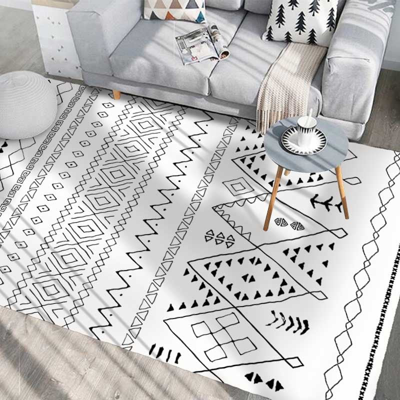 Bohemian Home Decoration Rug Harlequin Pattern Polyester Area Rug Washable Indoor Carpet