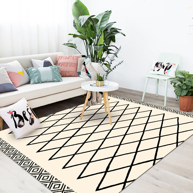 Bohemian Home Decoration Rug Harlequin Pattern Polyester Area Rug Washable Indoor Carpet