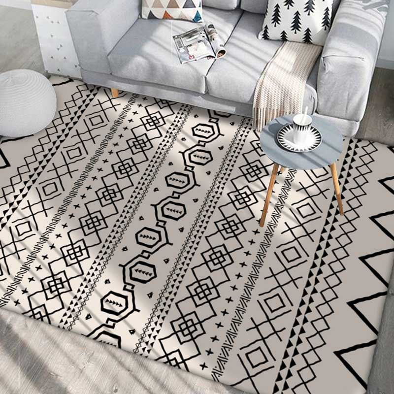 Bohemian Home Decoration Rug Harlequin Pattern Polyester Area Rug Washable Indoor Carpet