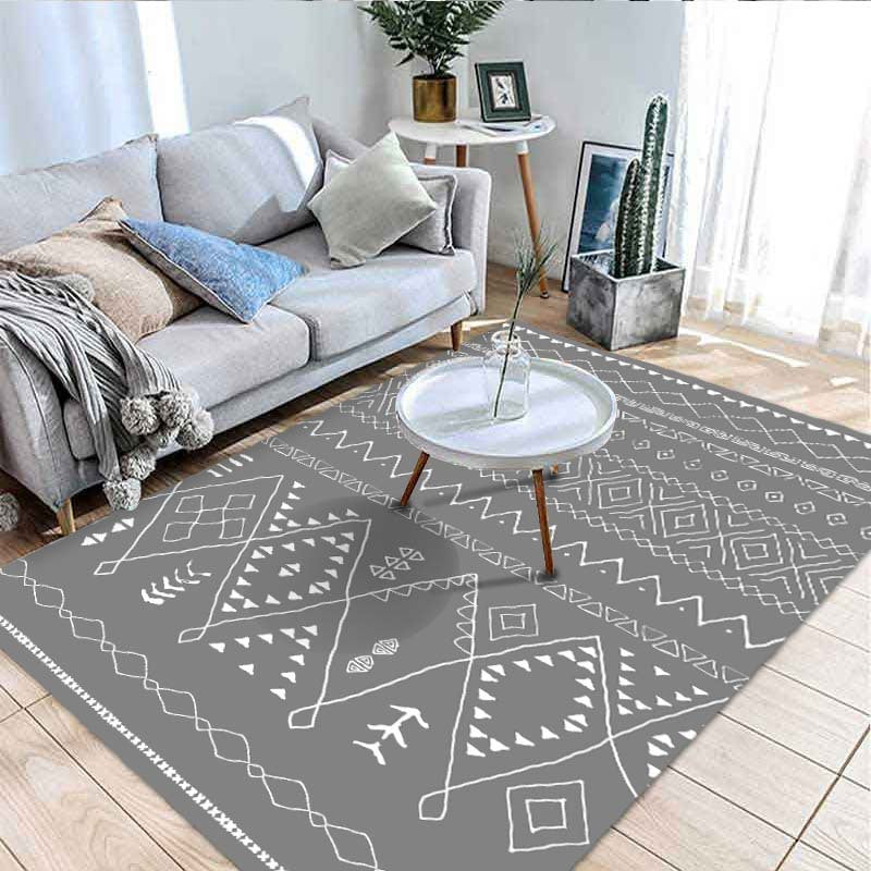 Bohemian Home Decoration Rug Harlequin Pattern Polyester Area Rug Washable Indoor Carpet