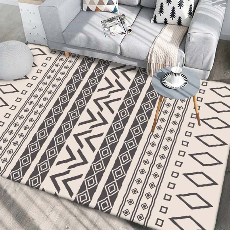 Bohemian Home Decoration Rug Harlequin Pattern Polyester Area Rug Washable Indoor Carpet
