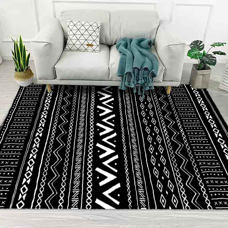 Bohemian Home Decoration Rug Harlequin Pattern Polyester Area Rug Washable Indoor Carpet