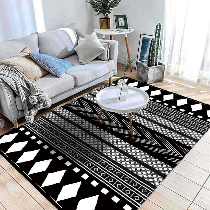 Bohemian Home Decoration Rug Harlequin Pattern Polyester Area Rug Washable Indoor Carpet
