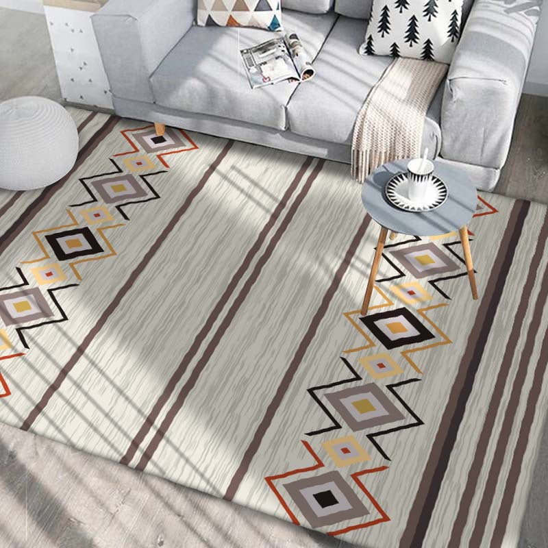 Bohemian Home Decoration Rug Harlequin Pattern Polyester Area Rug Washable Indoor Carpet