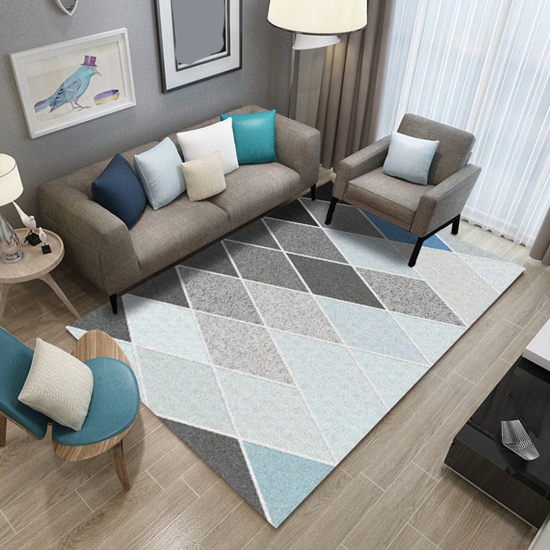 Minimalist Area Rug Geometric Print Carpet Non-Slip Backing Polyster Rug for Living Room