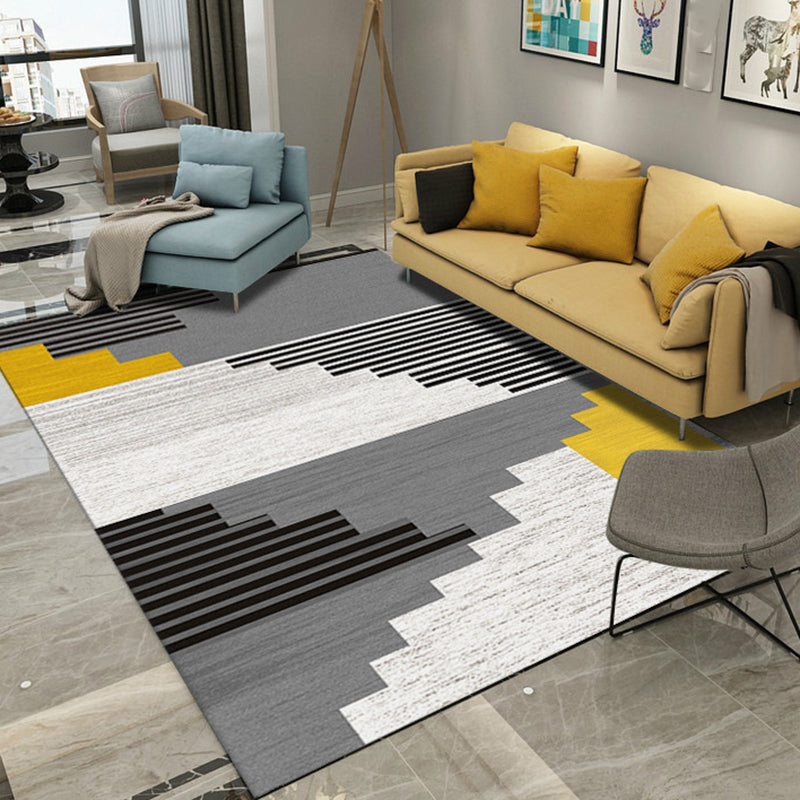 Minimalist Area Rug Geometric Print Carpet Non-Slip Backing Polyster Rug for Living Room