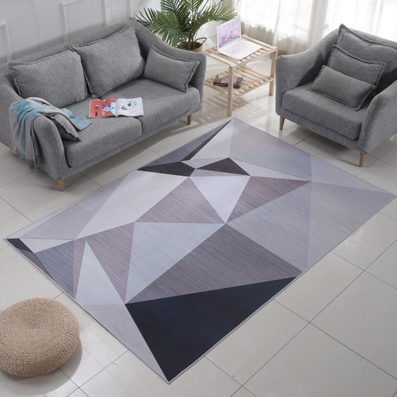 Minimalist Area Rug Geometric Print Carpet Non-Slip Backing Polyster Rug for Living Room