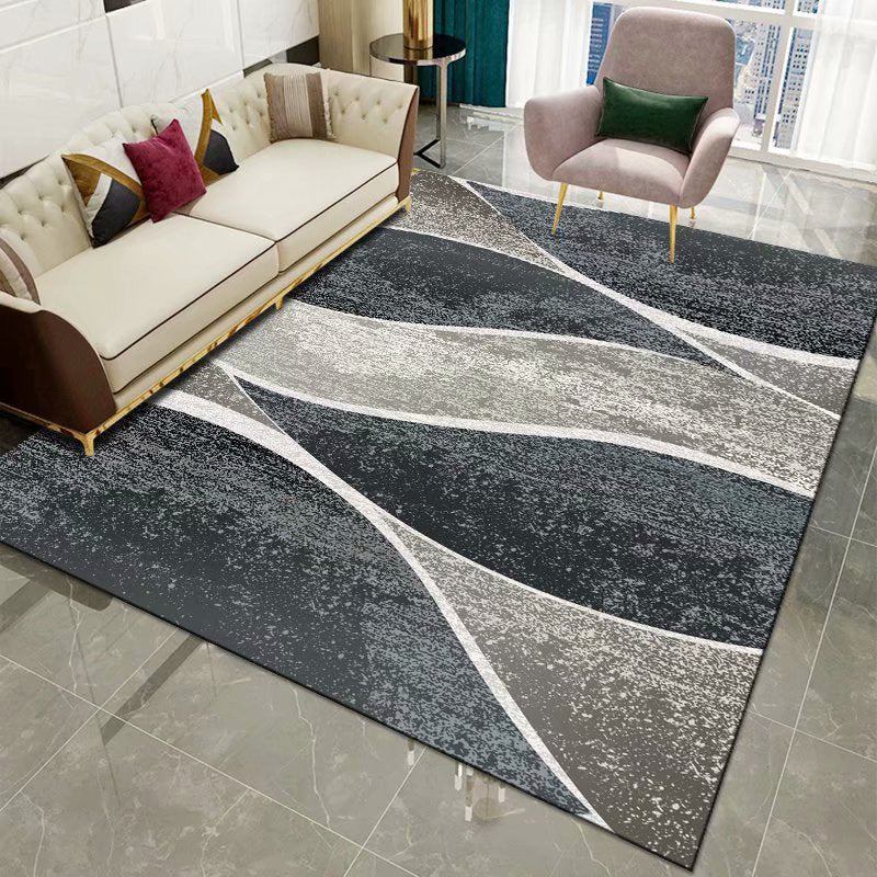 Modern Geometric Area Carpet Polyester Medium Living Room Rug with Non-Slip Backing