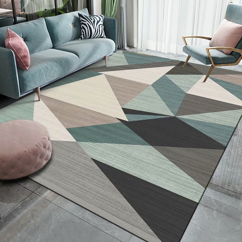 Modern Geometric Area Carpet Polyester Medium Living Room Rug with Non-Slip Backing