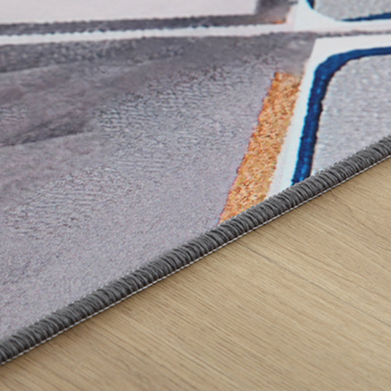 Modern Geometric Area Carpet Polyester Medium Living Room Rug with Non-Slip Backing