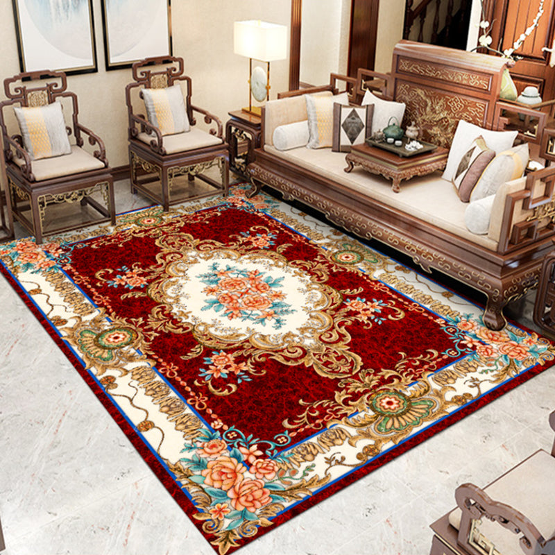 Gray Living Room Area Carpet Modern Medallion Indoor Rug Polyester Washable Carpet