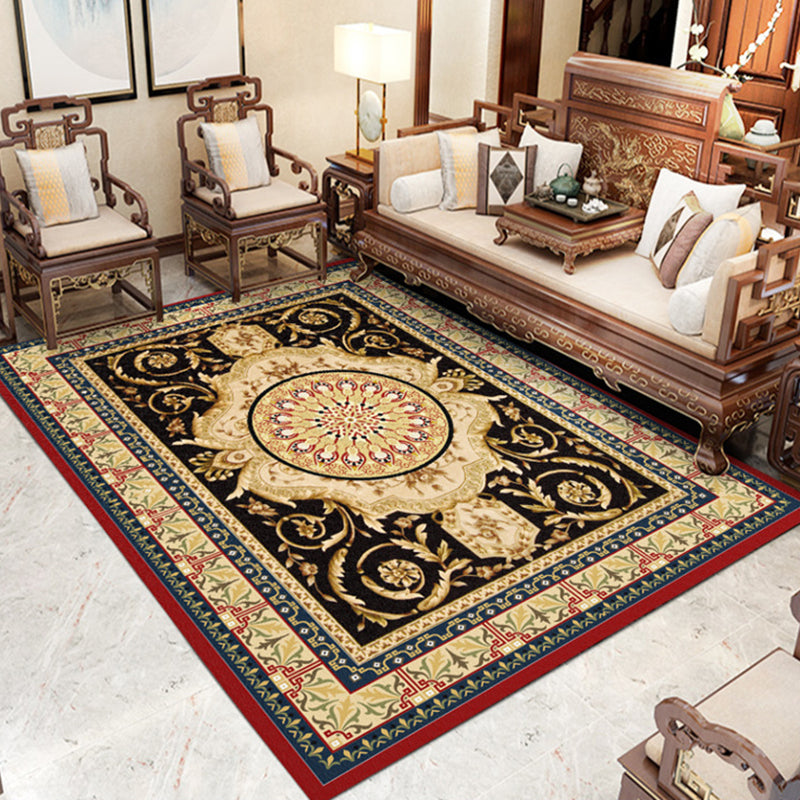 Gray Living Room Area Carpet Modern Medallion Indoor Rug Polyester Washable Carpet