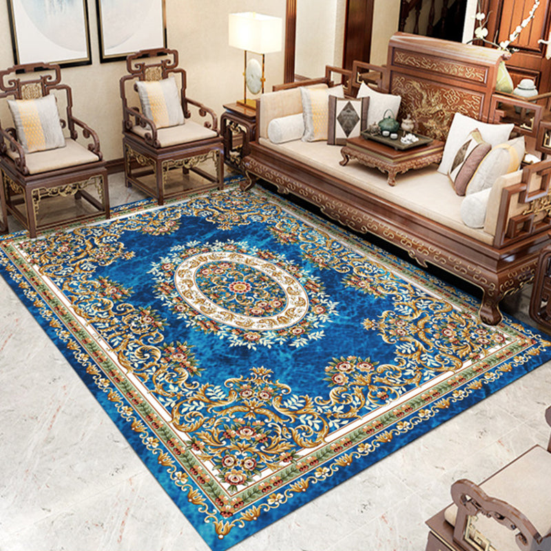 Gray Living Room Area Carpet Modern Medallion Indoor Rug Polyester Washable Carpet