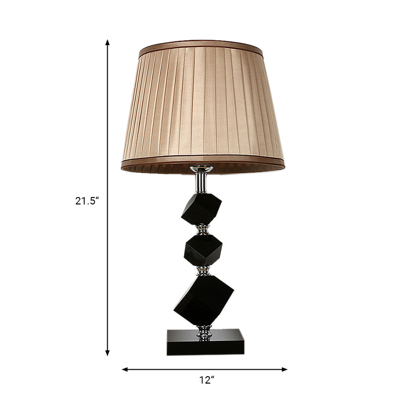Light Brown Cone Nightstand Lamp Lodge Style Crystal Single Head Bedroom Table Light