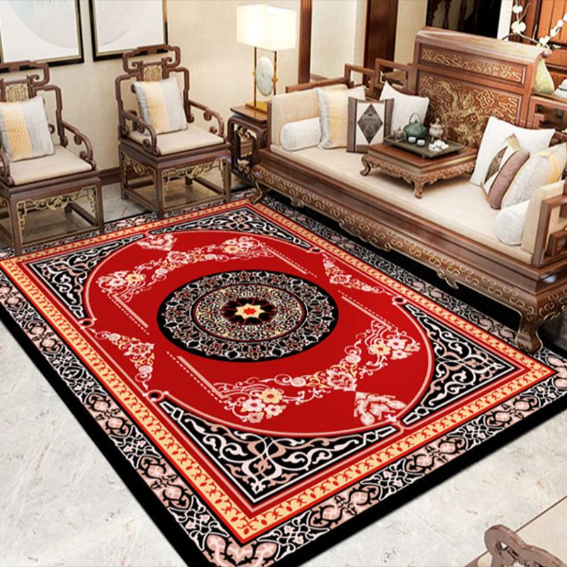 Modern Indoor Room Carpet Blue Medallion Indoor Rug Polyester Non-Split Backing Area Rug