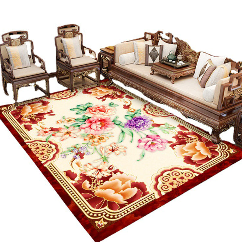 Modern Indoor Room Carpet Blue Medallion Indoor Rug Polyester Non-Split Backing Area Rug