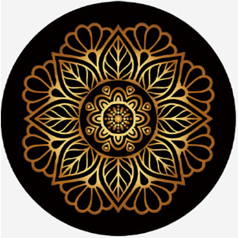 Gold Living Room Indoor Rug Modern Medallion Carpet Polyester Rug Non-Split Carpet